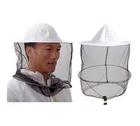 HunterBee Lot de 2 chapeaux d'apiculteurs ronds avec voile en filet - Chapeau de gardien des abeilles pour toilettage de chien, 2 pièces blanches., L