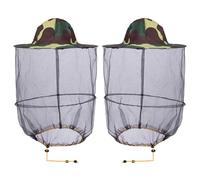 HunterBee Lot de 2 chapeaux d'apiculteurs ronds avec voile en filet - Chapeau de gardien des abeilles pour toilettage de chien, 2 pièces camouflage, taille unique