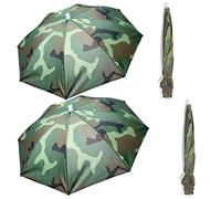 HunterBee Lot de 4 chapeaux parapluies camouflage, protection UV, protection solaire, pluie, chapeau de pêche réglable mains libres pour la plage, le camping, le jardinage en plein air