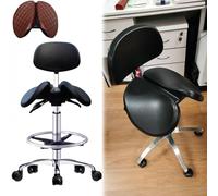 HUNTFF Chaise à selle, tabouret de bureau ergonomique avec dossier et repose-pieds, chaise pivotante en simili cuir pour améliorer la posture, tabouret de bureau debout pour clinique/tatouage