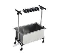 HUNTFF Évier de Nettoyage Mobile, évier de buanderie avec roulettes, Organiseur de Nettoyage en Acier Inoxydable pour Garage, Seau de Nettoyage Utilitaire en Acier Inoxydable