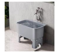 HUNTFF Évier de serpillière Portable en Plastique épais Gris pour Salle de Bain/ménage/terrasse, 45 cm de Haut, surélevé au Sol, Station de Lavage, Bassin de serpillière Polyvalent pour Un nettoyag