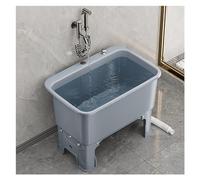 HUNTFF Évier de Sol Portable, évier Utilitaire Commercial, évier d'extérieur en Plastique Robuste avec Tuyau, Robinet Triple de 23,6 Pouces Inclus