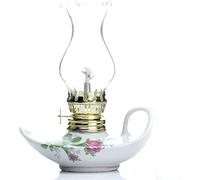 HUNTFF Lampe à pétrole Lampes à Huile de cheminée en Verre Chambre inférieure en Porcelaine Lampe à pétrole Lampe tempête Décoration d'intérieur Lanterne à pétrole