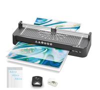 HUNTFF Machine de laminage de photos A3 avec feuilles de laminage de 40 pièces, machine de laminage thermique et froide de 13 pouces, avec coupe pour papier, arrondi pour coins pour u