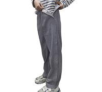 HUNTFF Pantalon Post-opératoire détachable pour Enfants, Pantalon de Soins pour Patients, Fermetures Auto-agrippantes, Facile à Porter et à enlever (Rayures Grises, 130 cm)