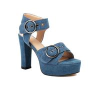 HUNTFF Sandales à talons hauts pour femme avec bout rond, bouche de poisson avec plateau et boucle, chaussures de mariée élégantes et talons épais