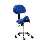 HUNTFF Tabouret de selle réglable avec dossier et roues Chaise ergonomique pour clinique dentaire, salon, tabouret pivotant avec roulettes en bleu