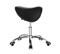 HUNTFF Tabouret en cuir synthétique type selle, ergonomique avec roulettes, hauteur réglable et capacité de charge de 60 kg pour bureau, salon et magasin.