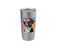 Hunting Dog Retro Vintage 80s 90s German Shorthaired Pointer Gobelet isotherme en acier inoxydable double paroi