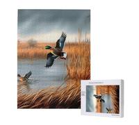 Hunting Flying Wild Duck 1 Puzzle imprimé avec boîte de rangement - Puzzle en bois pour adultes et enfants - 500 pièces - Jeu décoratif amusant en famille