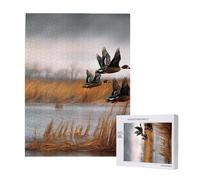 Hunting Flying Wild Duck 3 Puzzle imprimé avec boîte de rangement - Puzzle en bois pour adultes et enfants - 500 pièces - Jeu décoratif amusant en famille