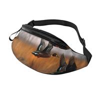 Hunting Flying Wild Duck 3 Sac banane imprimé avec trou pour écouteurs pour homme et femme - Sac banane de sport réglable pour l'extérieur, l'entraînement, la randonnée, Noir , Taille unique, Sac à