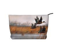 Hunting Flying Wild Duck 3 Trousse de maquillage en velours côtelé imprimé pour voyage et usage quotidien, pochette élégante pour femme, Noir , Taille unique, Trousse de maquillage