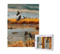 Hunting Flying Wild Duck 5 - Puzzle imprimé avec boîte de rangement - Puzzle en bois pour adultes et enfants - 500 pièces - Jeu décoratif amusant en famille
