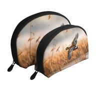 Hunting Flying Wild Duck Lot de 4 trousses de maquillage imprimées 2 pièces Portable Shell Trousse de toilette de voyage Sac de rangement pour femme, blanc, Taille unique, Trousse de maquillage