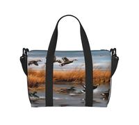(Hunting Flying Wild Duck) Sac de voyage imperméable et léger - Grand bagage à main pour voyages de 3 à 5 jours | Voyage en avion, sport, week-end | Homme et femme (lot de 1), Noir , Taille unique