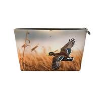 Hunting Flying Wild Duck Trousse de maquillage de voyage 4 imprimés Trousse de toilette Trousse de toilette multifonction avec fermeture éclair pour femmes et filles Doré, doré, Taille unique