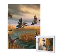 Hunting Flying Wild Ducks 7 Puzzle imprimé avec boîte de rangement - Puzzle en bois pour adultes et enfants - 500 pièces - Jeu décoratif amusant en famille