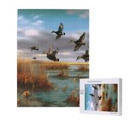 Hunting Flying Wild Ducks 8 Puzzle imprimé avec boîte de rangement - Puzzle en bois pour adultes et enfants - 500 pièces - Jeu décoratif amusant en famille