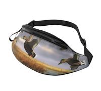 Hunting Flying Wild Ducks 8 Sac banane imprimé personnalisé, léger et polyvalent pour les aventures quotidiennes et en plein air, Noir , Taille unique, Sac à dos décontracté