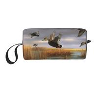 Hunting Flying Wild Ducks 8 Trousse de maquillage imprimée avec poignée, légère et portable pour voyage, gym et utilisation quotidienne - Cadeau pour femmes et filles, blanc, Taille unique, Trousse de
