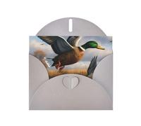 Hunting Flying Wild Ducks by the lake Prints Carte de vœux horizontale en papier nacré pour cartes d'anniversaire et toutes les occasions, gris