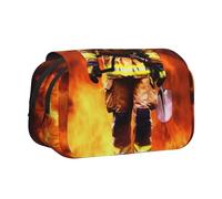 Hunting Flying Wild Ducks by The Lake Trousse à crayons à rabat avec 2 compartiments, grande capacité, organiseur de papeterie portable pour l'école, les voyages et l'art, Flamme de pompier, Taille