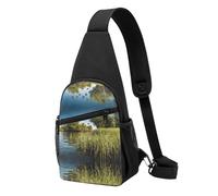 Hunting Flying Wild - Sac de poitrine imperméable imprimé pour la randonnée et les voyages, sangle réglable, design léger avec plusieurs poches., Noir , Taille unique