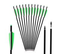 Huntingdoor 20 Pouces flèche arbalète en Carbone with 4 inch Plastic Fletching Flèches de Chasse Tir à l'arc Boulons d'arbalète pour arbalète d'entraînement à la Cible(Lot de 12)