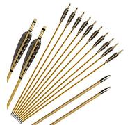 Huntingdoor 31 Pouces Flèche Bois 12 pièces avec 5" Plumes Naturelles Fait à la Main Flèches de Chasse à la pour Arc Traditionnel flèches de ciblage (Plume Naturelle)