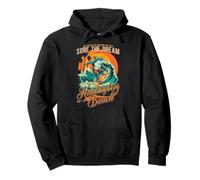 Huntington Beach Surf Shark Rétro Vague Californie Coucher Sweat à Capuche