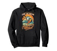 Huntington Beach Surf Shark Rétro Vague Californie Coucher Sweat à Capuche