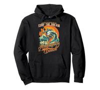 Huntington Beach Surf Shark Rétro Vague Californie Coucher Sweat à Capuche
