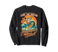 Huntington Beach Surf Shark Rétro Vague Californie Coucher Sweatshirt