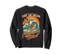 Huntington Beach Surf Shark Rétro Vague Californie Coucher Sweatshirt