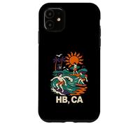 Huntington Beach Surfing HB CA Vintage Mens Surfs Up Coque pour iPhone 11