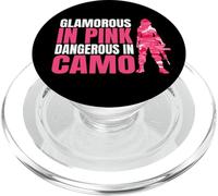 Huntress Glamorous in Pink Dangerous in Camo Woman Hunter PopSockets PopGrip pour MagSafe
