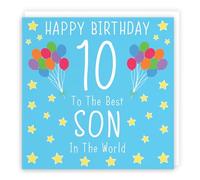 Hunts England Carte d'anniversaire 10 ans pour fils - Happy Birthday - 10 - To The Best Son In The World - Collection emblématique