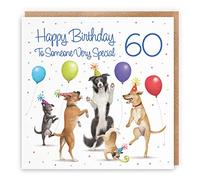 Hunts England - Carte d'anniversaire 60 ans avec inscription « Someone Special » - Pour lui/elle - Chiens dansants - Pour quelqu'un de très spécial - 60 ans - Carte d'anniversaire amusante - Galerie