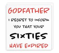 Hunts England Carte d'anniversaire humoristique pour 70 ans pour parrain - « I Regret To Inform You That Your Sixties Have Expired » - Collection rétro