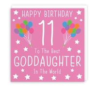 Hunts England Carte d'anniversaire pour 11e anniversaire pour filleule - « To The Best Goddaughter In The World » - Collection emblématique