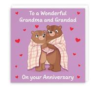 Hunts England - Carte d'anniversaire pour grand-mère et grand-père avec ours câlinés - Carte d'anniversaire amusante d'ours - Collection Love Story
