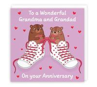 Hunts England Carte d'anniversaire pour grand-mère et grand-père - Carte d'anniversaire amusante avec oursons - Collection Love Story