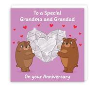 Hunts England Carte d'anniversaire pour grand-mère et grand-père - Carte d'anniversaire amusante avec ours - Collection Love Story