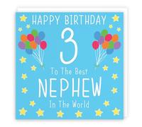 Hunts England Carte d'anniversaire pour neveu 3e anniversaire - Happy Birthday - 3 - To The Best Nephew In The World - Collection emblématique