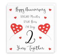 Hunts England - Carte de 2ème anniversaire de mariage - 2 ans ensemble - Joyeux anniversaire - Collection intemporelle - Jolie carte amusante