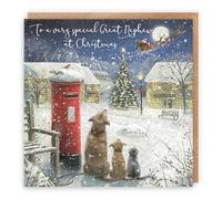 Hunts England Carte de Noël artistique de luxe pour neveu - To A Very Special Great Nephew At Christmas - Magic Christmas - Collection Milo's Gallery