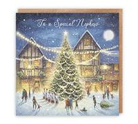 Hunts England - Carte de Noël de luxe pour neveu - « Christmas Eve » - To A Special Nephew - Collection Milo's Gallery - Inscription de Noël à l'intérieur - From Auntie / Oncle