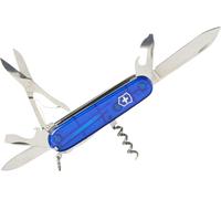 Huntsman Couteau De Poche Suisse, Léger, Multitool, 15 Fonctions, Tire Bouchon, Grand Lame, Ouvre Boite, Bleu Transparent